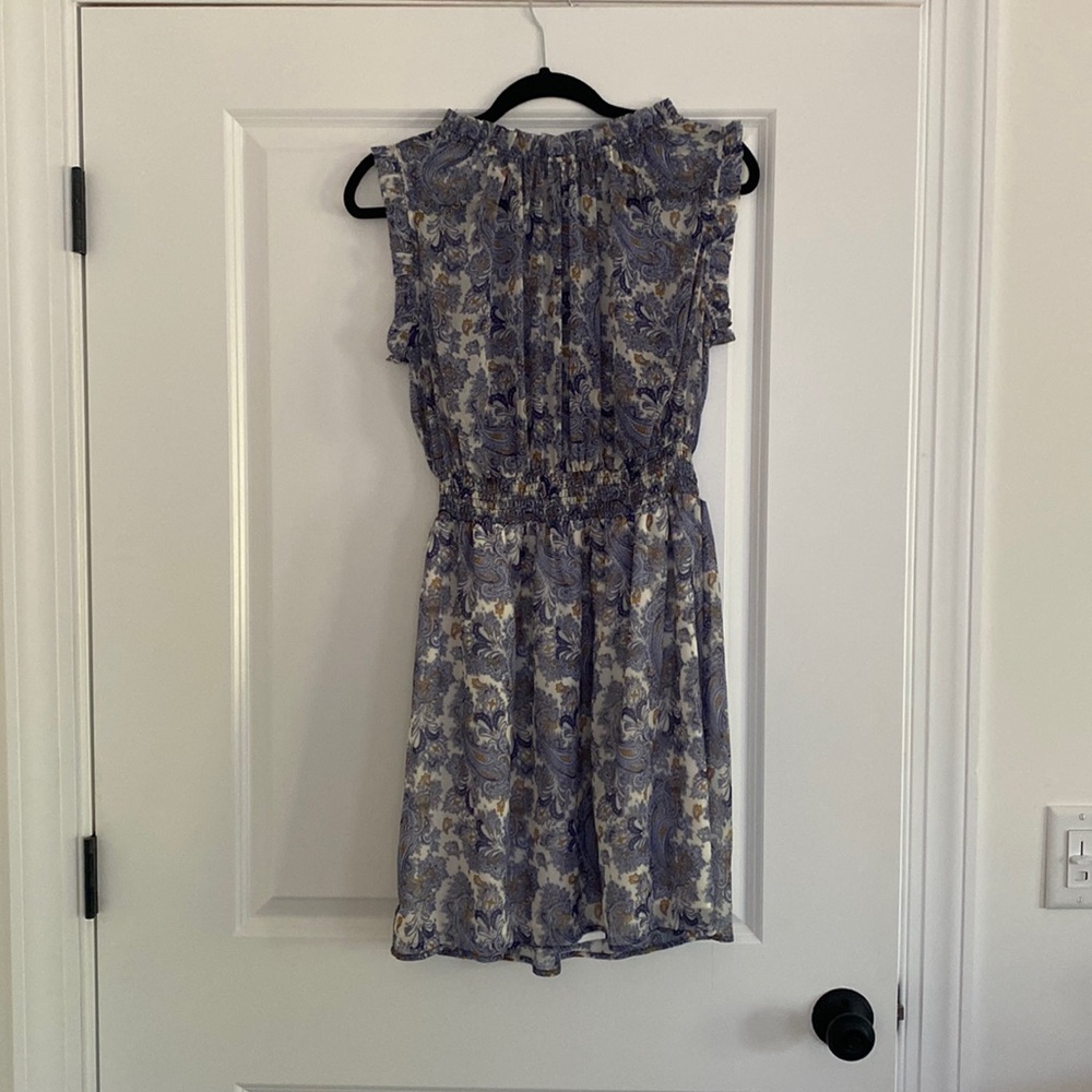Blue Mini Dress High Neckline